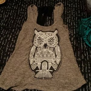 Owl tank top with open back