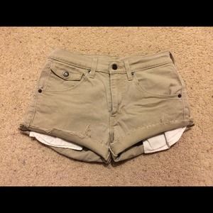 Khaki high waisted shorts