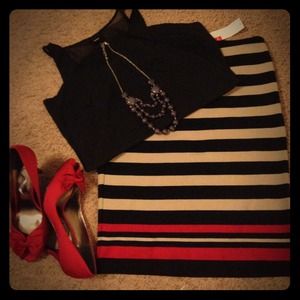 Striped Cotton Elle Pencil Skirt