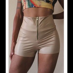Tan colored high wasted shorts
