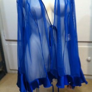 Sheer royal blue plus size robe