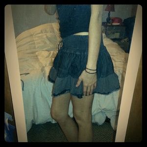 Wet Seal Grey Mini Skirt with Eyelet Detail