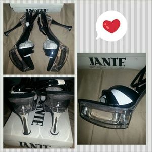 SEXY Black Patent Leather Clear Strappy heels