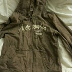 Light Brown Abercrombie & Fitch Zip Up Hoodie