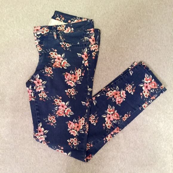 Floral Denim Ultra Skinny Jeans