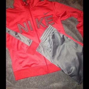 Red and Grey Nike Sweatsuit