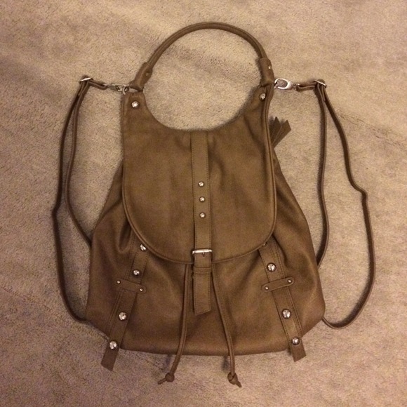 Taupe Fashion Purse/Backpack w/ Many Compartments
