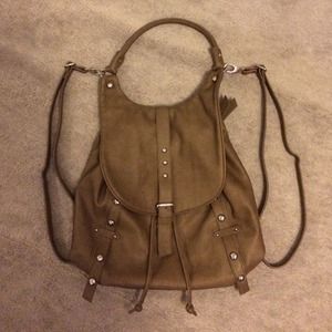 Taupe Fashion Purse/Backpack w/ Many Compartments