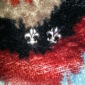 Fleur De Lis Earrings with backs, never worn.