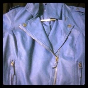 Blue leather jacket!