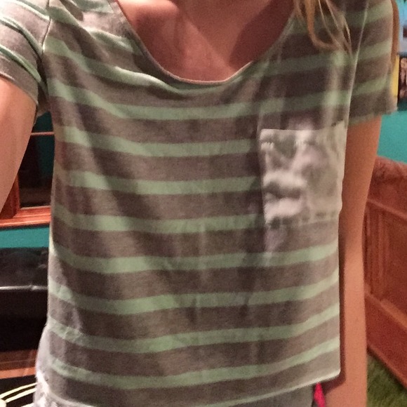 Charming Charlie's striped crop top w/ pocket