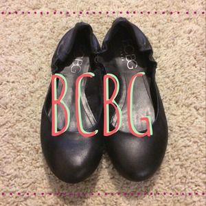 BCBG Black Leather Flats