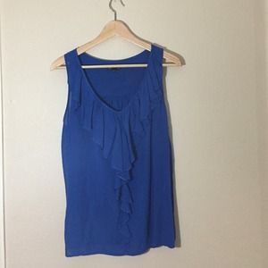 Royal blue rayon ruffle top