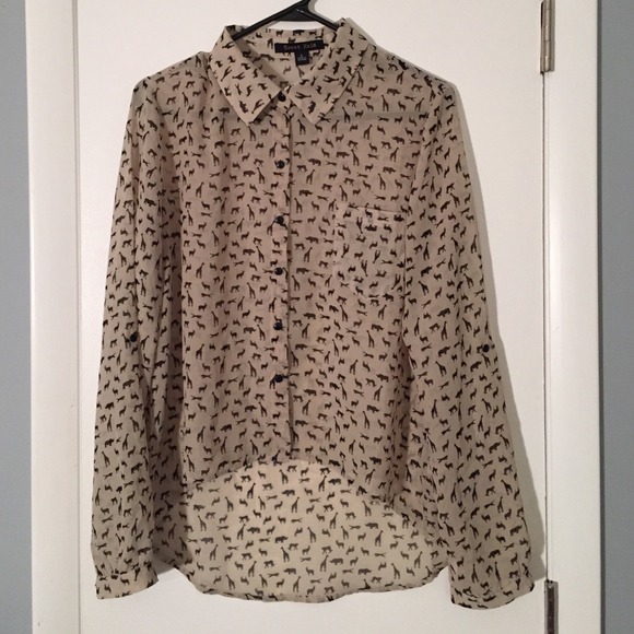 Off White Animal Print Top