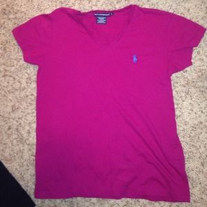Women's Ralph Lauren fuchsia V-Neck tee