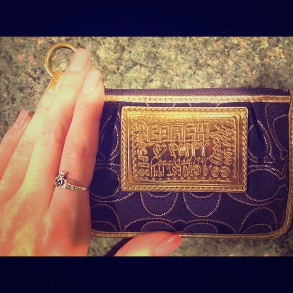 Authentic purple and gold keychain clutch