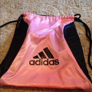 Adidas pink and black drawstring bag