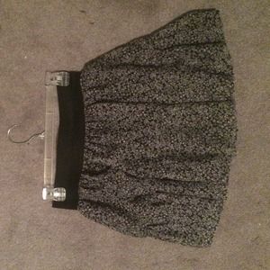 medium gray black floral high waist skirt