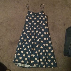 teal white heart sleeveless dress