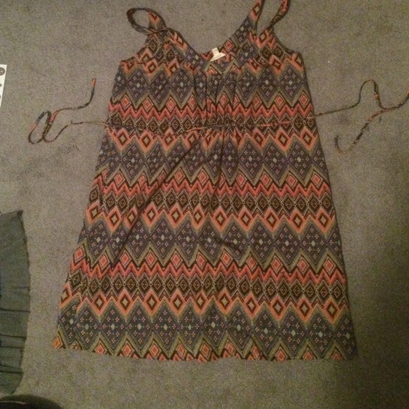 small tie waist colorful bright pattern dress