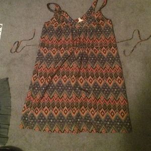 small tie waist colorful bright pattern dress