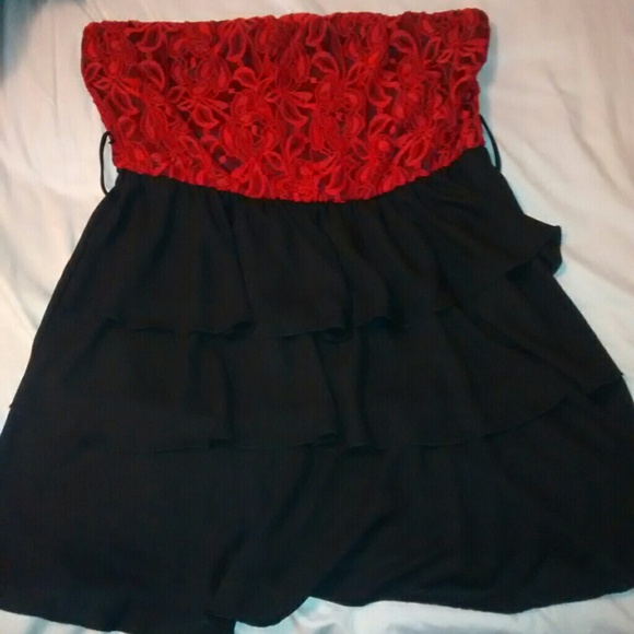 Plus Size Red/Black top with Lace Top