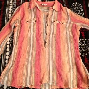 Orange/Red Striped Blouse