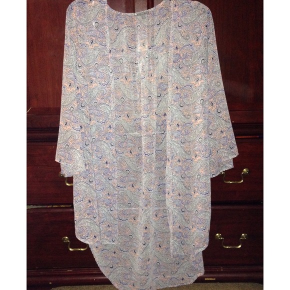 Pink Navy Patterned Kimono