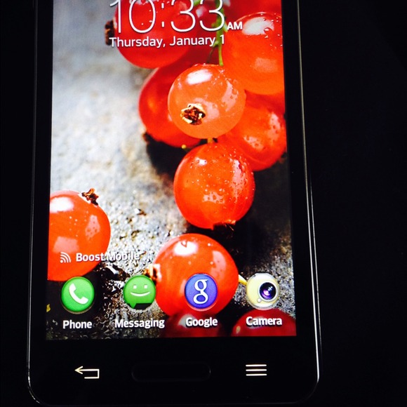 Lg white phone with charger