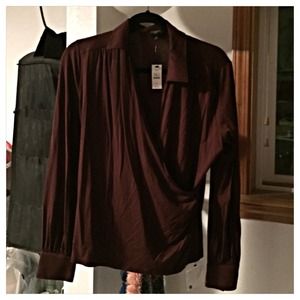 Brown Long Sleeve Collared Top