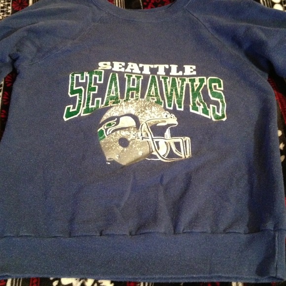 Vintage Blue Seahawks Crewneck Sweatshirt