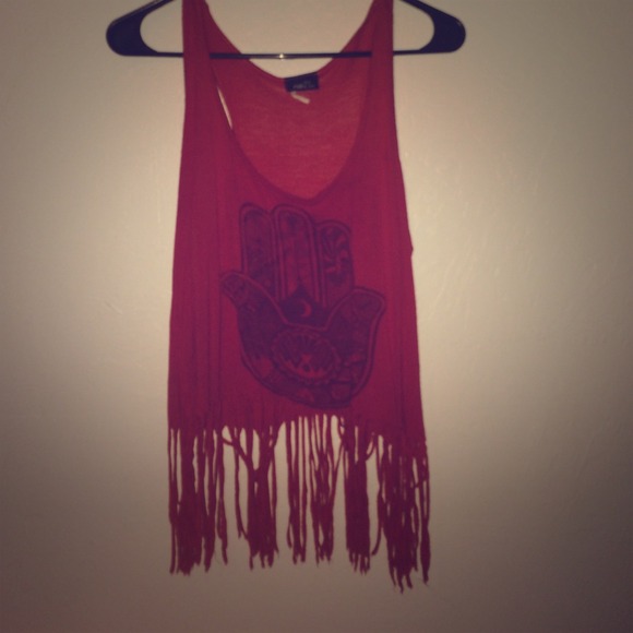 Orange crop top with fringe