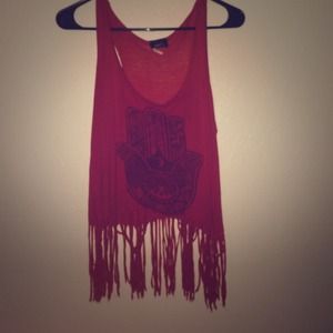 Orange crop top with fringe