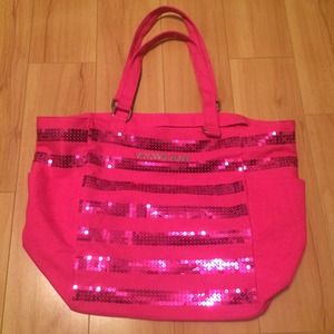 Victoria's Secret pink sequin tote
