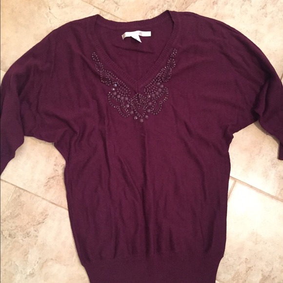 Purple Jeweled Dolman Sweater