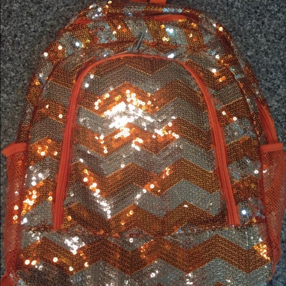 GAME DAY SALE! Orange chevron sequined backpack