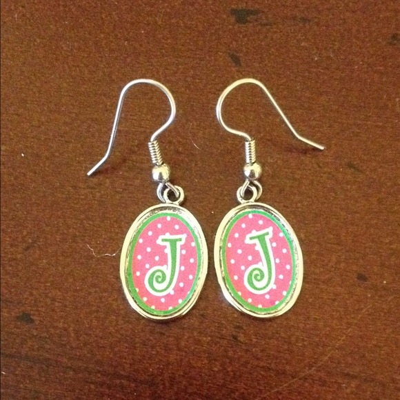 silver "J" earrings