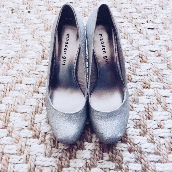 Shimmery silver Madden Girl heels