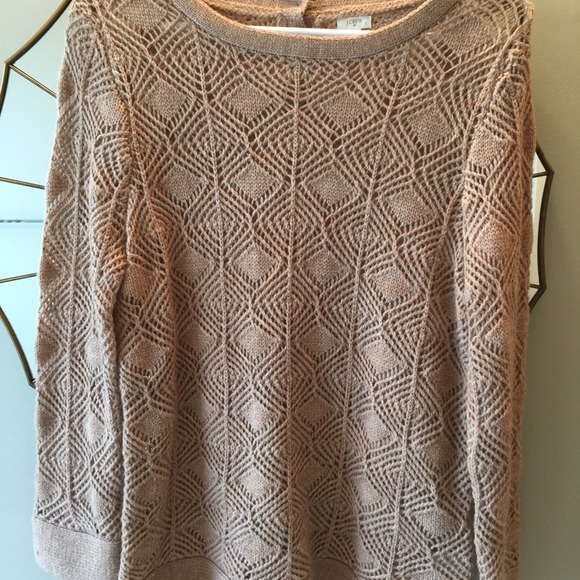 J Crew crochet tan sweater