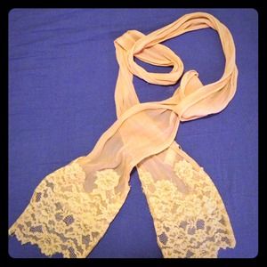 Silk scarf with lace