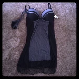 NWT Sexy grey/black lingerie padded cups