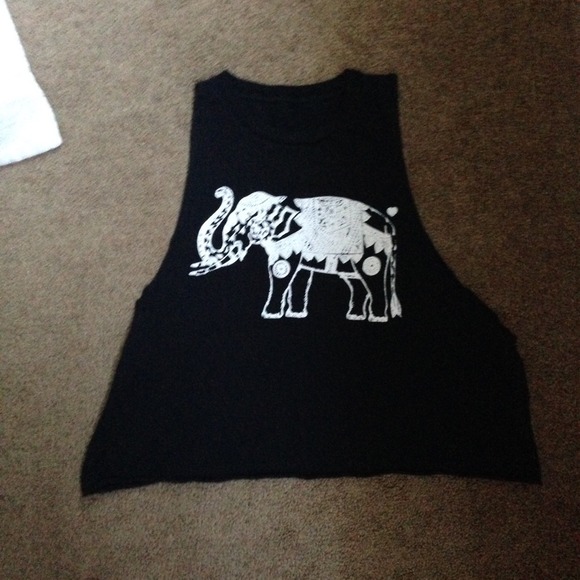 Brandy Melville Black Elephant T-Shirt Tank Top