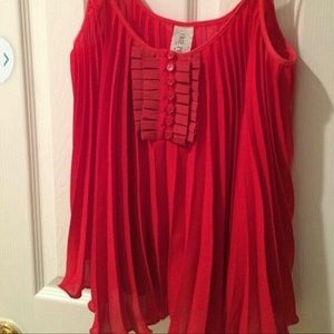Red pleated tank top