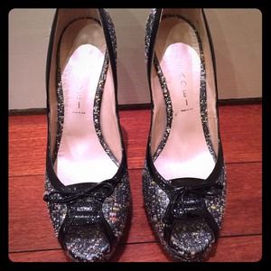 Casadei Peep Toe Metallic Pumps