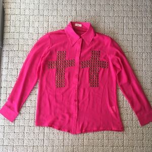Tobi hot pink studded cross top