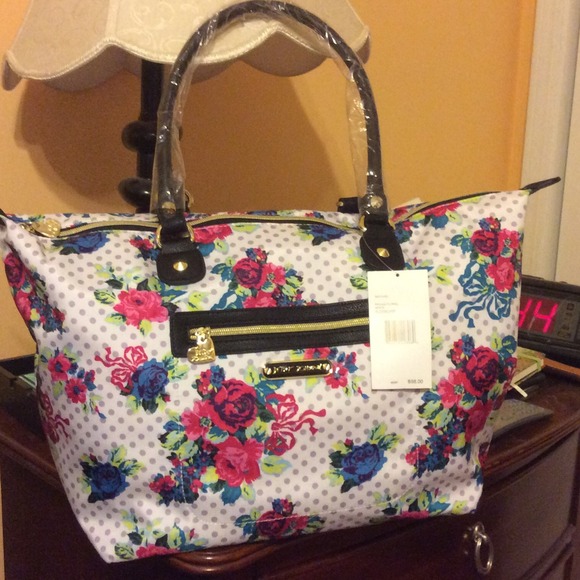 Betsey Johnson Handbags - Betsey Johnson Polka Floral Satchel