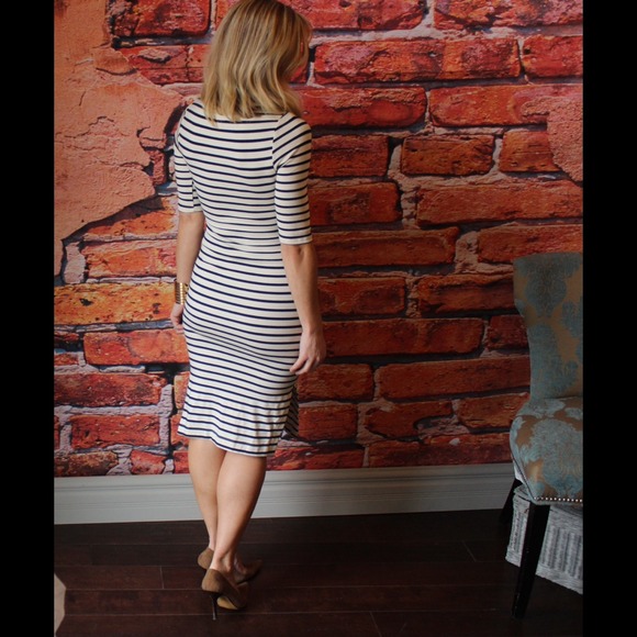 Navy striped midi dress - Picture 3 of 3