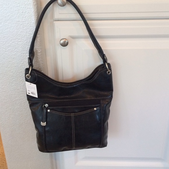 Black leather purse.