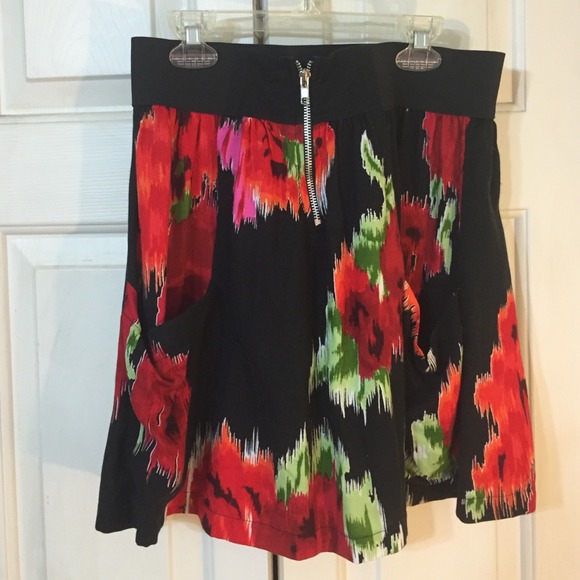 Floral and black skirt