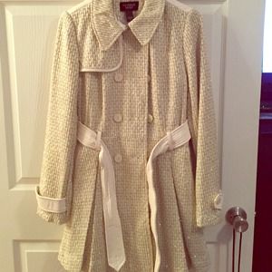 Victorias Secret White/Gold Sparkle Tweed Coat: SM